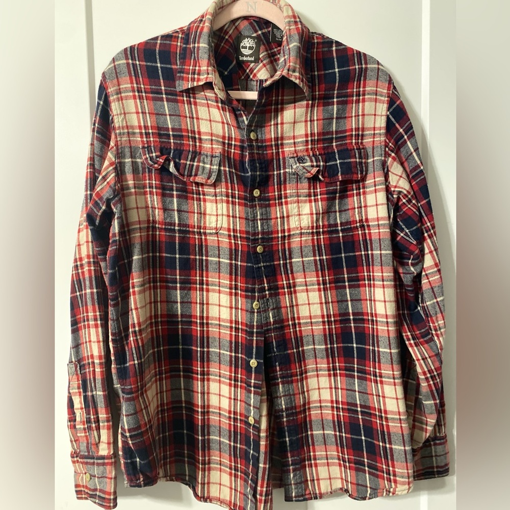 Timberland Men’s Plaid Flannel Button Down 100%‎ cotton size M